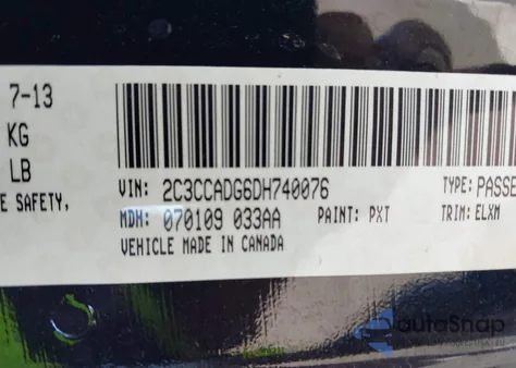 2013 Chrysler 300C John Varvatos Limited Edition из США, поврежденный, VIN 2C3CCADG6DH740076